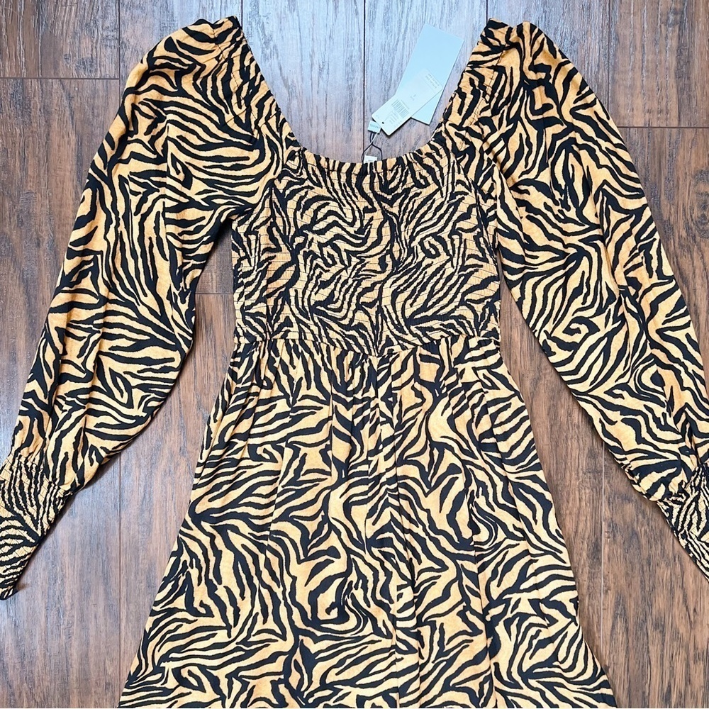 Kachel x Anthropologie • Tiger-Striped Jumpsuit wide leg palazzo smocked - Picture 10 of 11